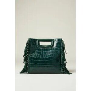 V-71. Maje M bag in Crocodile-Effect Leather Dark Green
